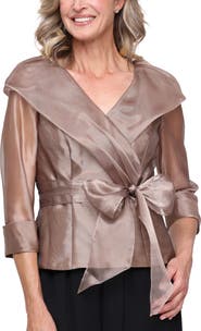 Alex Evenings Shawl Collar Organza Top