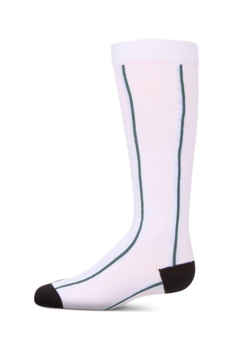 Sporty Stretch Logo Vertical Stripe Knee Sock, Main, color, White