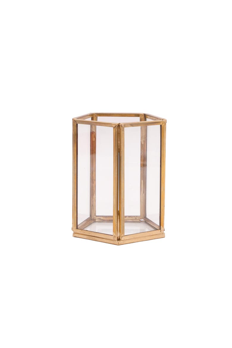 Luminary Taper Glass Candle Holder, Alternate, color, Gold