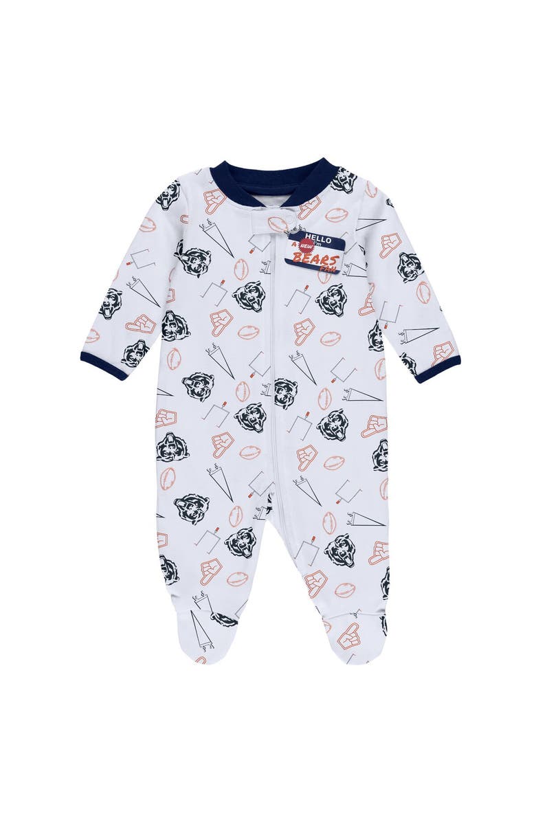 WEAR by Erin Andrews Newborn & Infant WEAR by Erin Andrews White Chicago Bears Sleep & Play Full-Zip Sleeper & Bib Set, Alternate, color, 