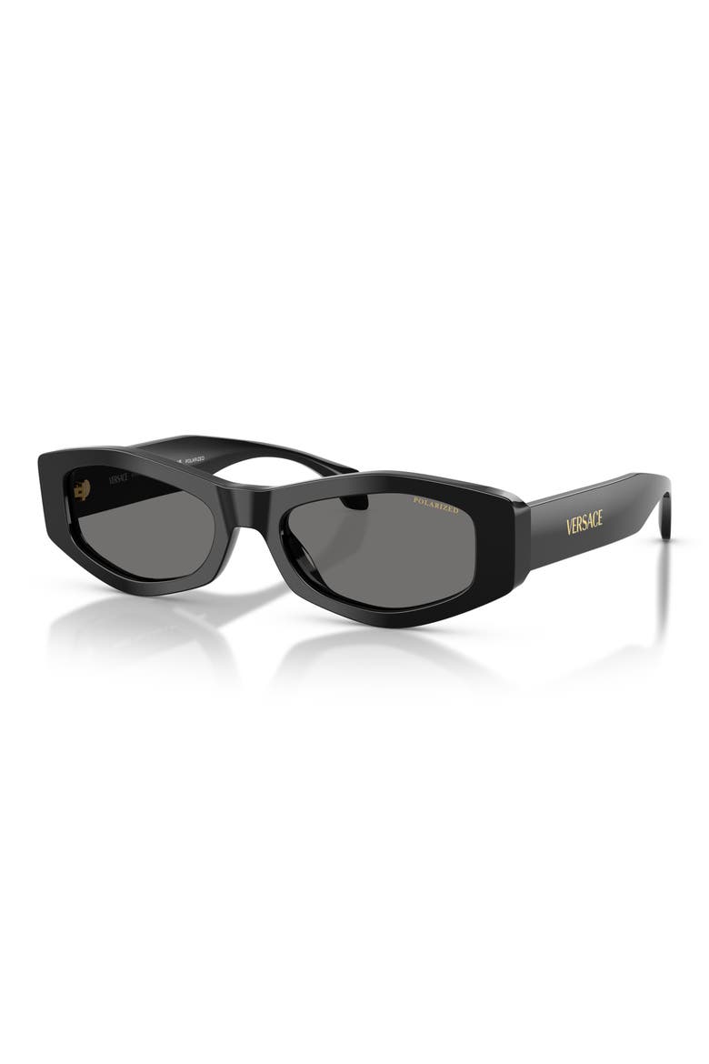 54mm Polarized Irregular Sunglasses, Alternate, color, BLACK/ DARK GREY POLAR