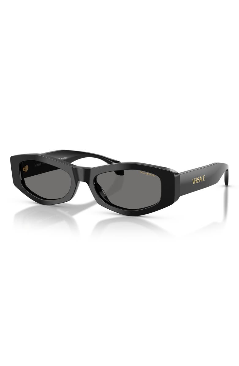 Versace 54mm Polarized Irregular Sunglasses, Alternate, color, Black/ Dark Grey Polar