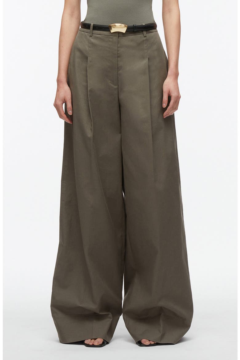 Double Pleated Wide Leg Trousers, Main, color, ARMY