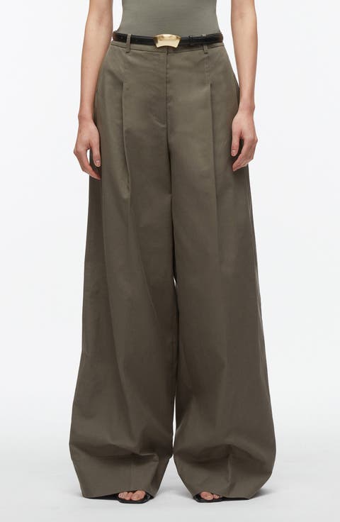 Double Pleated Wide Leg Trousers