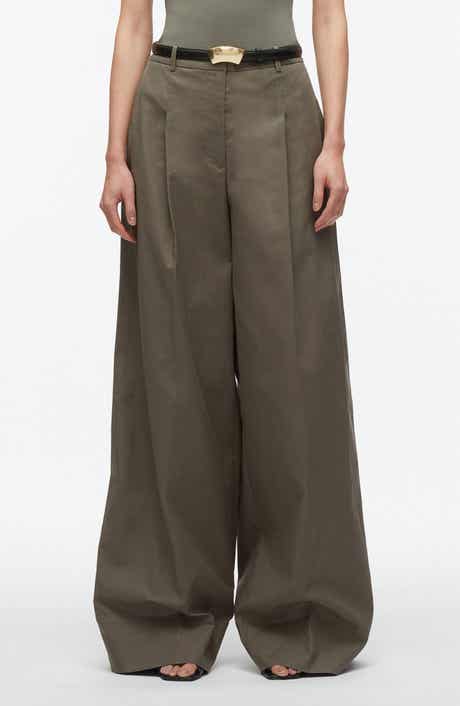 Double Pleated Wide Leg Trousers