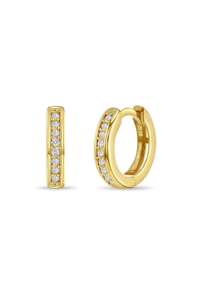 14k Clear Cubic Zirconia Huggie Hoops, Main, color, Gold
