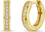 In Season Jewelry 14k Clear Cubic Zirconia Huggie Hoops
