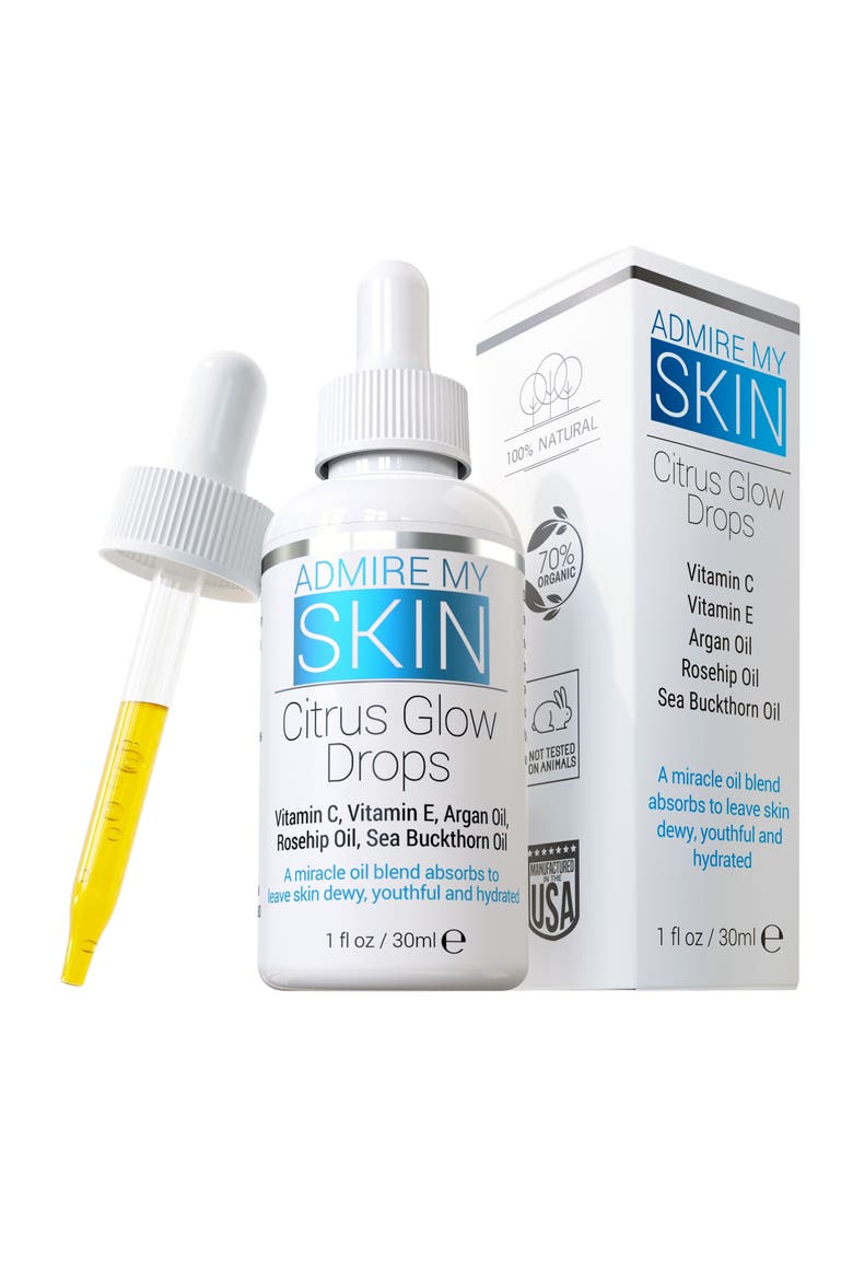 Citrus Glow Drops Vitamin C Facial Oil, Main, color, Clear