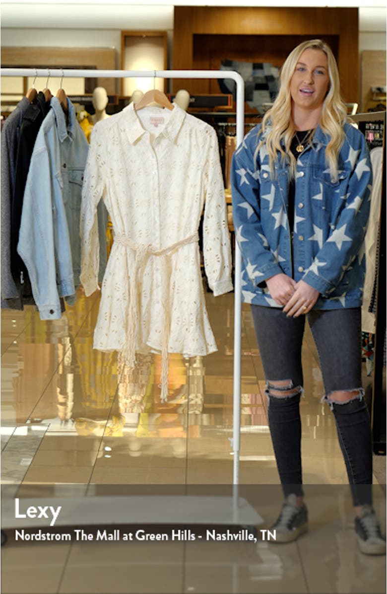 Serane Embroidered Long Sleeve Mini Shirtdress, sales video thumbnail