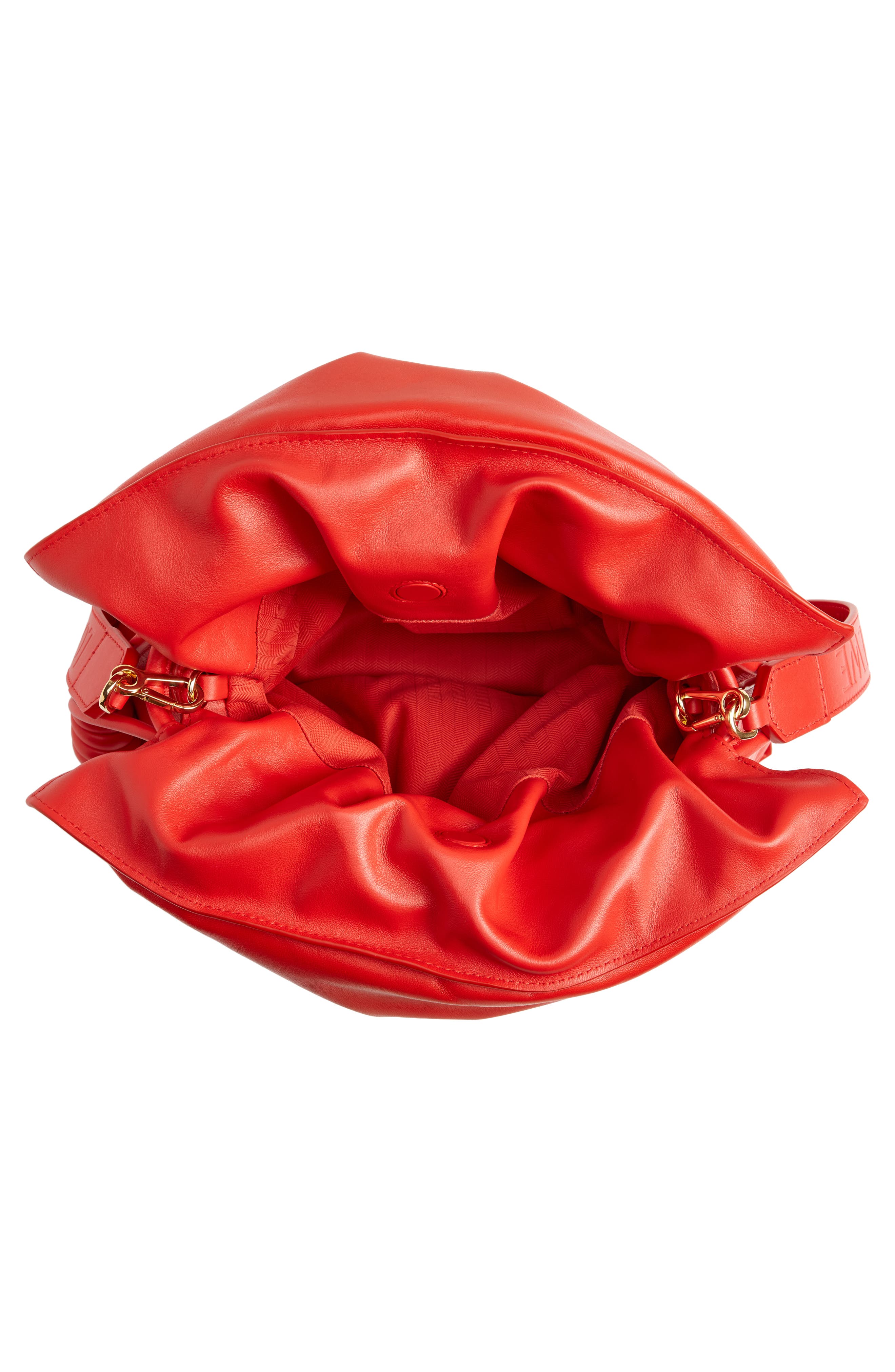 Flamenco Puffer Leather Clutch, Alternate, color, LIPSTICK