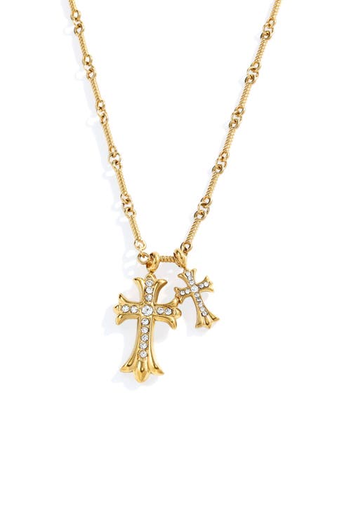 Double Cross Pendant Necklace