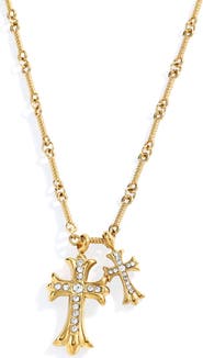 Mint & Lily Double Cross Pendant Necklace