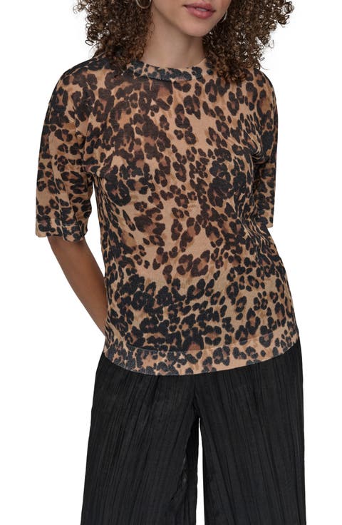 Cheetah Print Short Sleeve Sweater