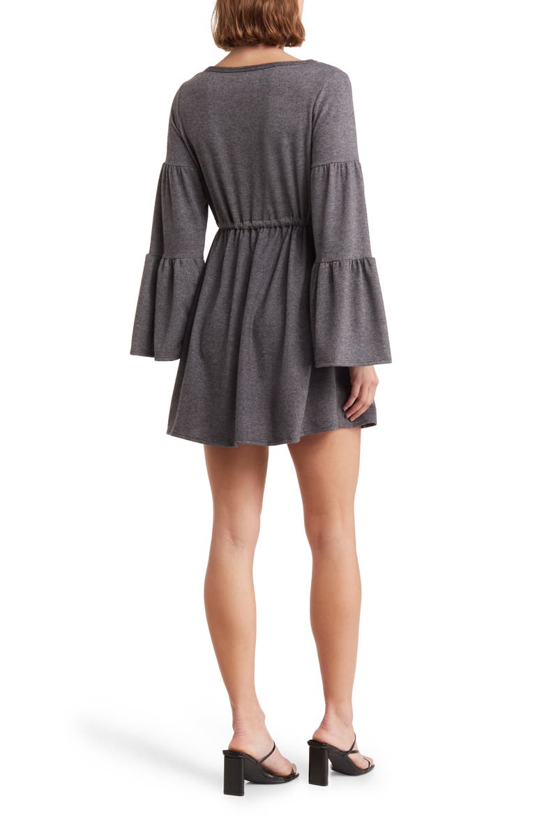 Boat Neck Bell Sleeve Minidress, Alternate, color, CHARCOAL