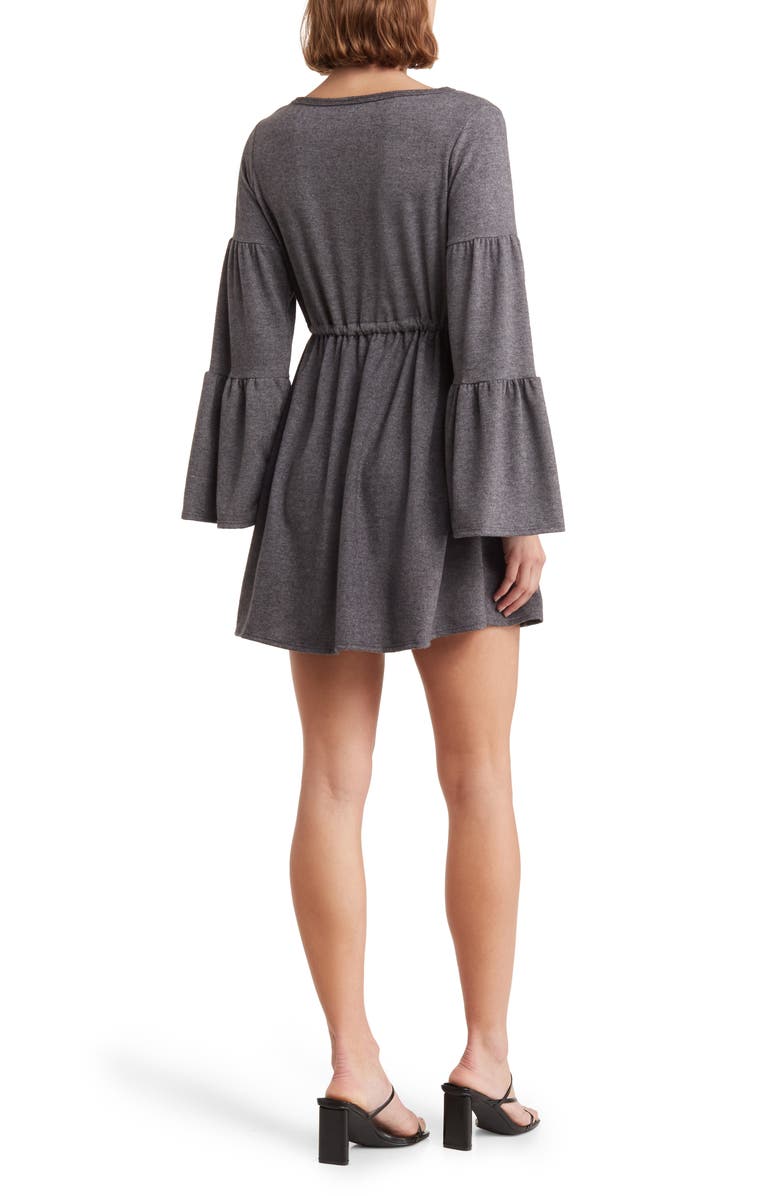 GO COUTURE Boat Neck Bell Sleeve Minidress, Alternate, color, Charcoal