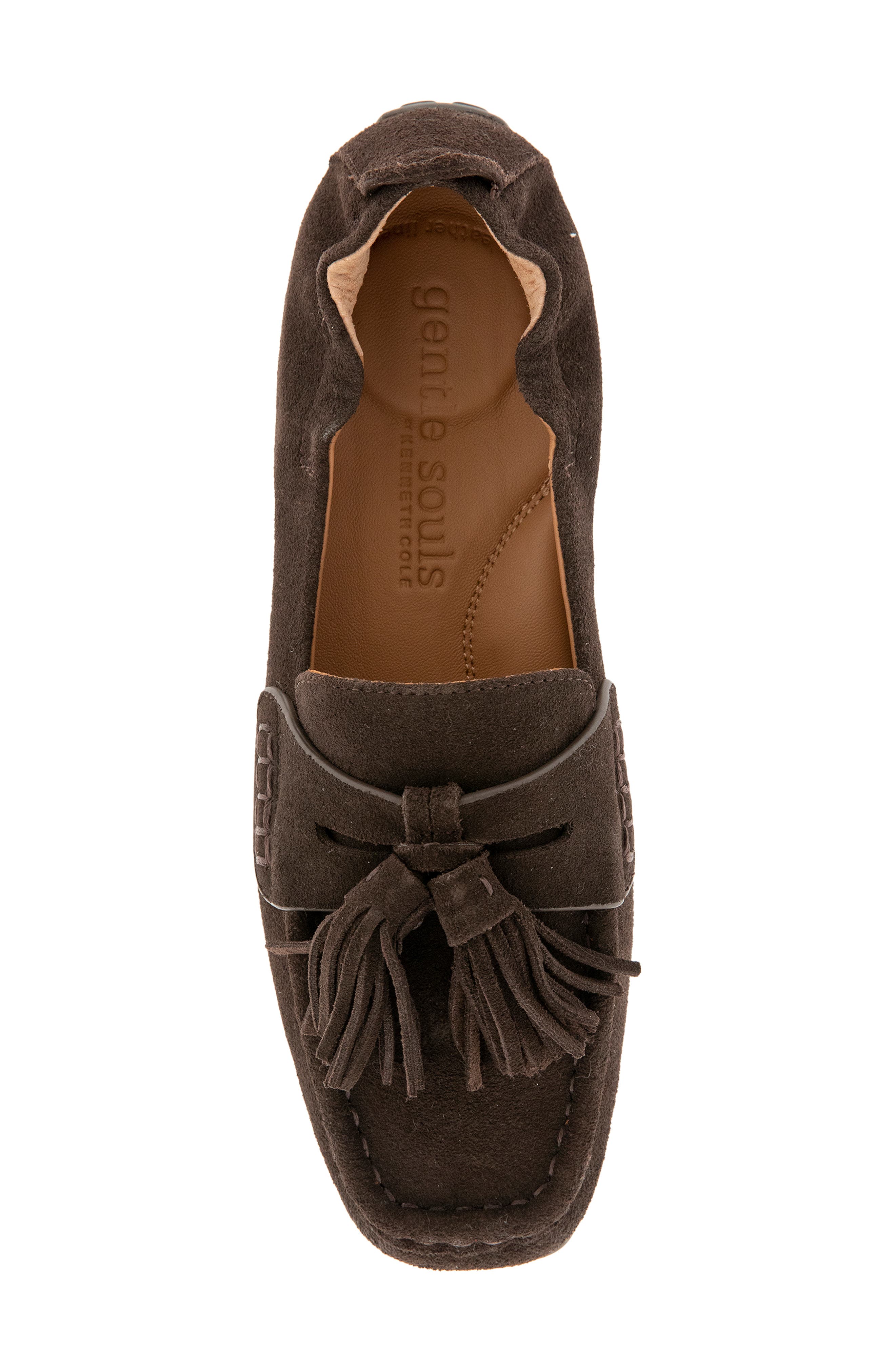 Sophie Kiltie Driving Loafer, Alternate, color, CHOCOLATE SUEDE