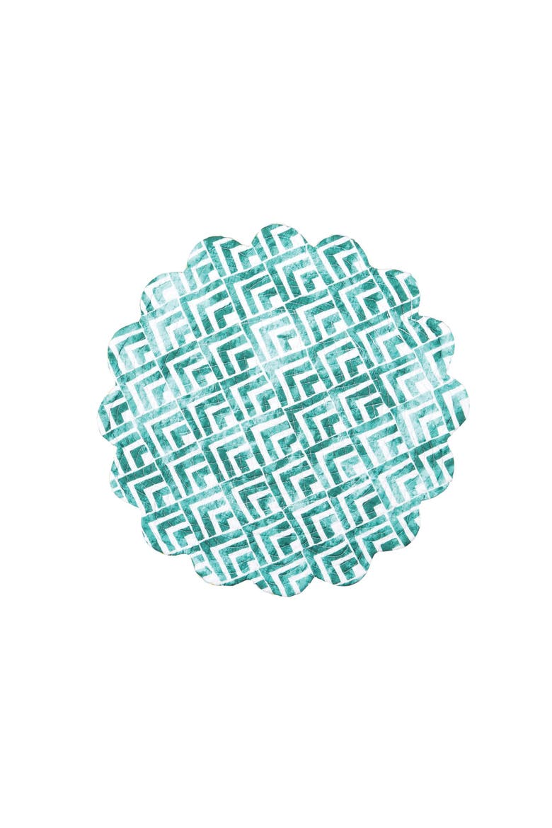 Jade Cotton Quilted Round Reversible Placemats Set of 6, 17", Alternate, color, Blue