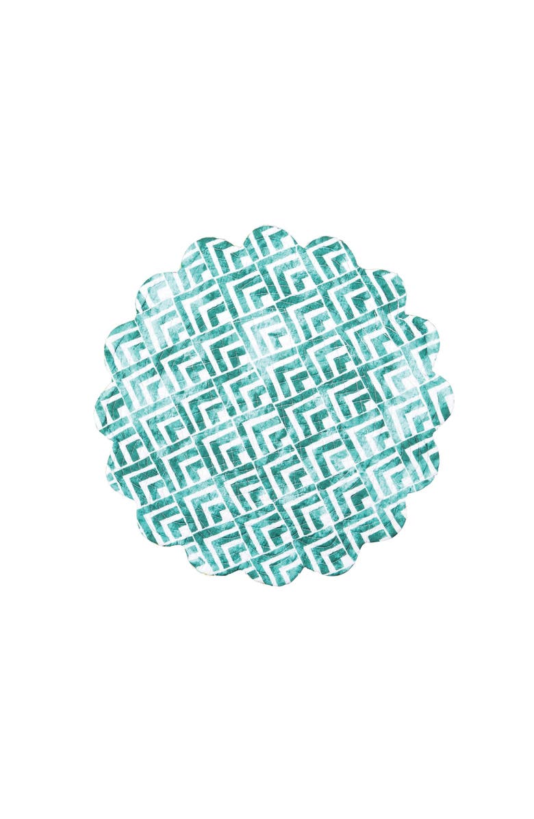 C&F Home Jade Cotton Quilted Round Reversible Placemats Set of 6, 17", Alternate, color, Blue