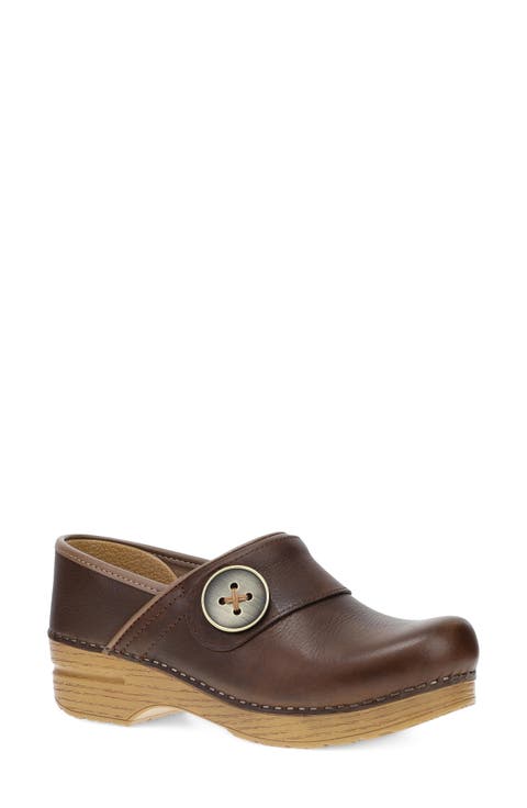 Professional Button Leather Clog