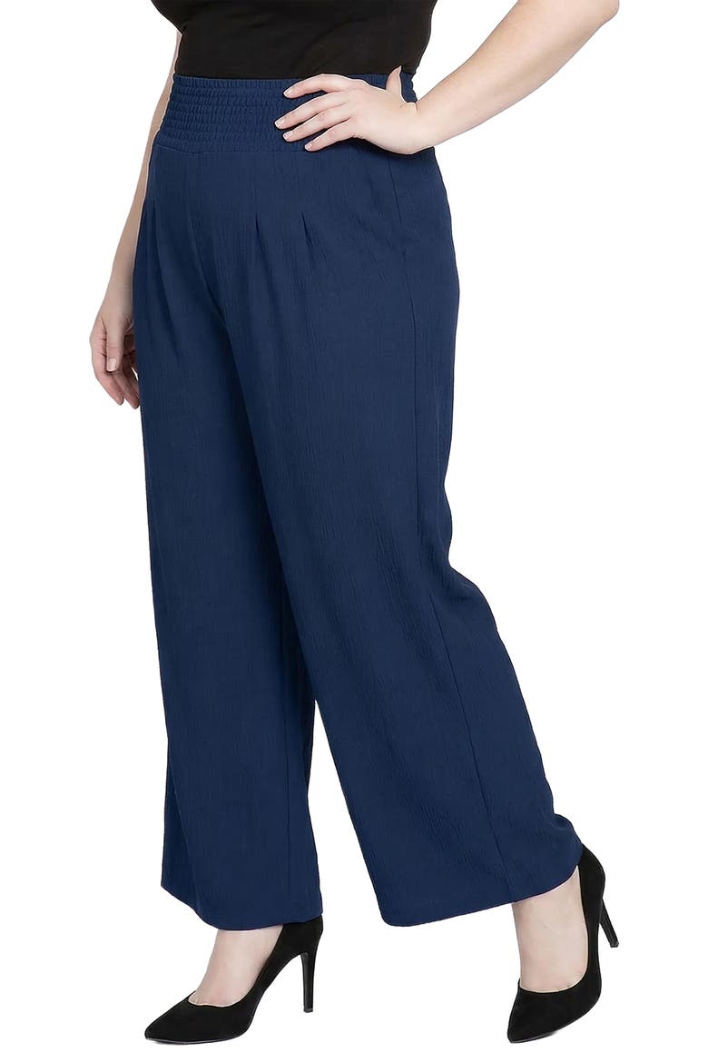 Smock Waist Wide Leg Pants, Alternate, color, NAVY