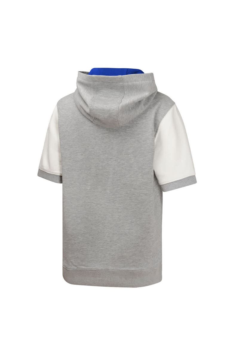 Outerstuff Youth  Heather Gray New York Mets Line Up Short Sleeve Pullover Hoodie, Alternate, color, 