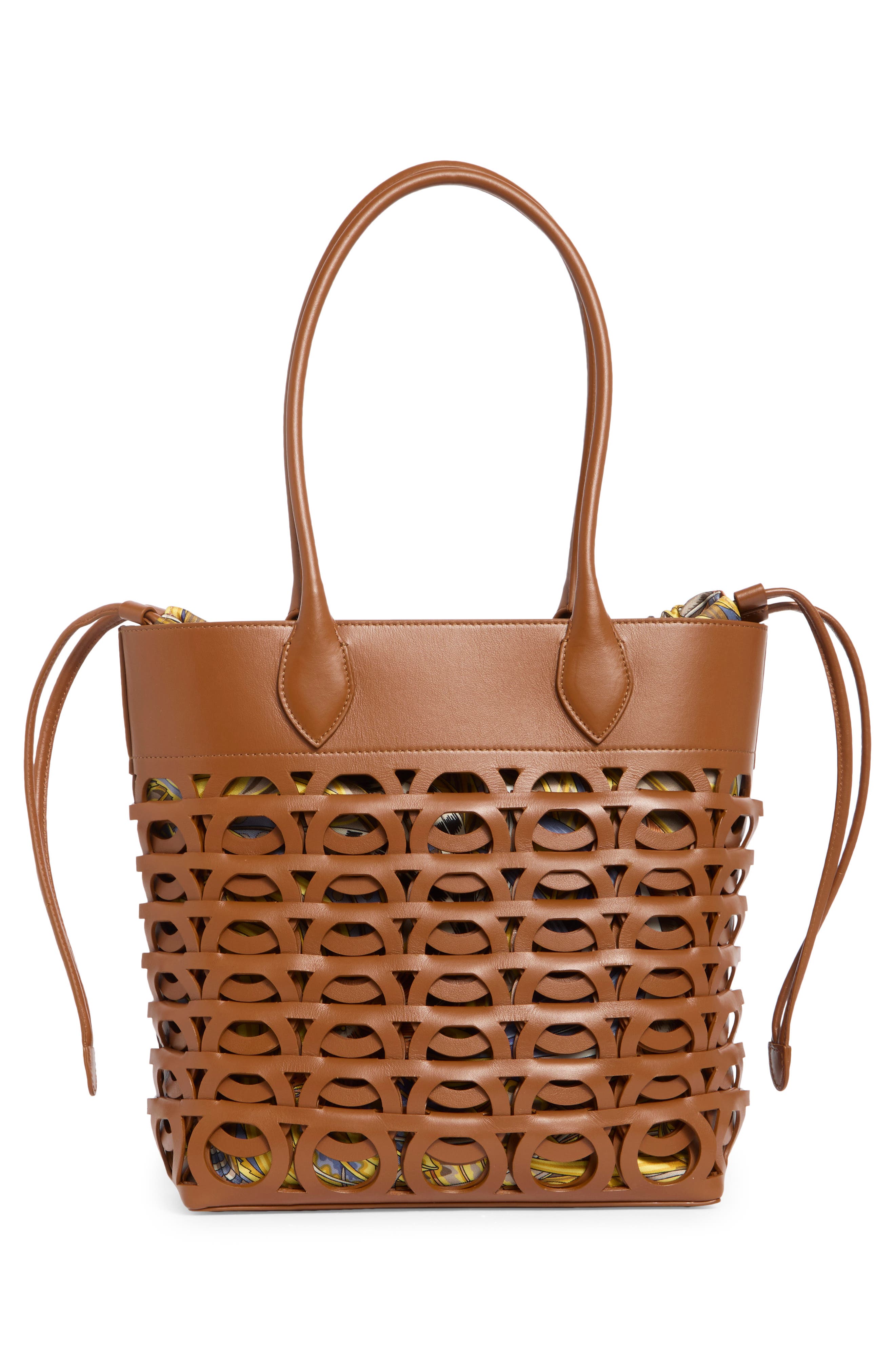 FERRAGAMO Medium Gancio Leather Tote, Alternate, color, Natural Resort/ Multi