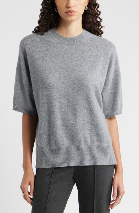 Relaxed Short Sleeve Cashmere Sweater