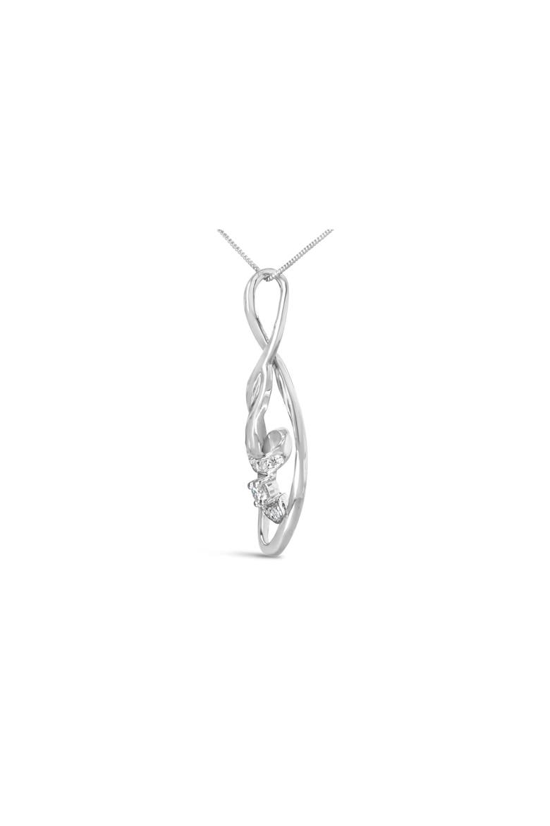 Espira 10K White Gold 1/8 cttw Round Cut Diamond Layered Spiral Pendant Necklace, Alternate, color, White