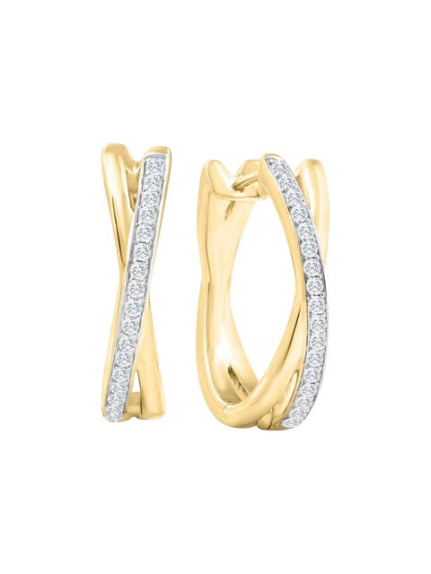 1/2Ct Diamond Hoops Gold 10grams Lab Grown 1" Tall Women's Earrings