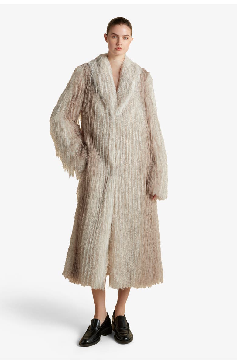 Marina Moscone Faux Fur Coat, Alternate, color, Ivory Melange