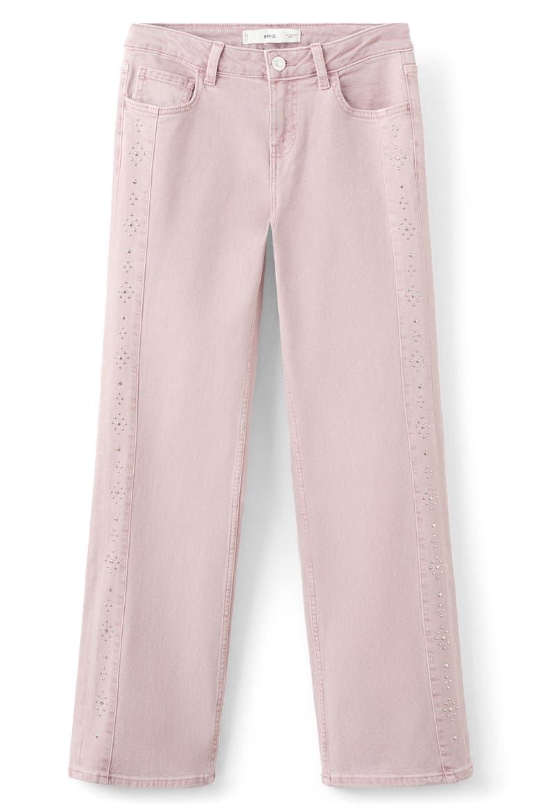 Studded Low Rise Wide Leg Jeans, Alternate, color, PALE PINK