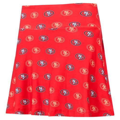 Concepts Sport Scarlet San Francisco 49ers Record Allover Print Knit Sleep Skort In Red
