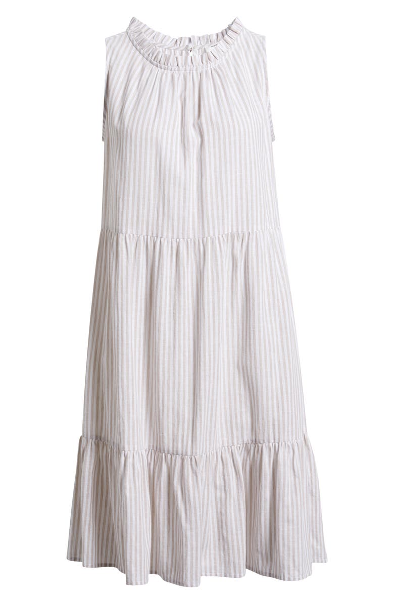 beachlunchlounge Saison Sleeveless Tiered Linen & Cotton Dress, Alternate, color,