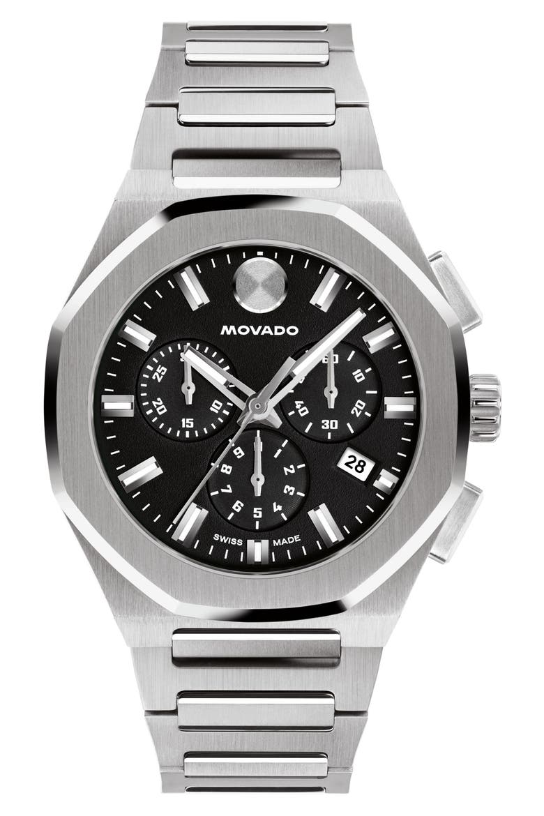 Centurion Chronograph Bracelet Watch, 40mm, Main, color, BLACK