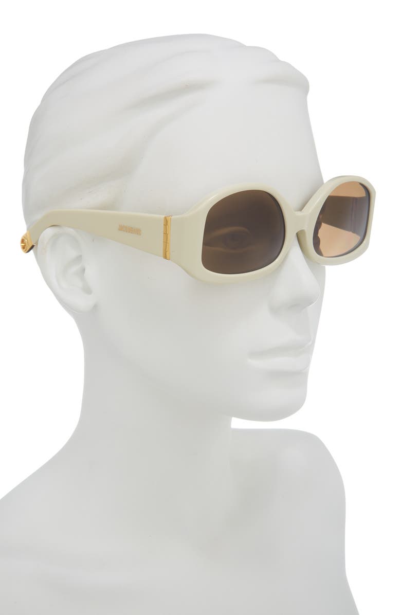 Jacquemus Colapso 50mm Rectangular Sunglasses, Alternate, color, Beige/ Gold