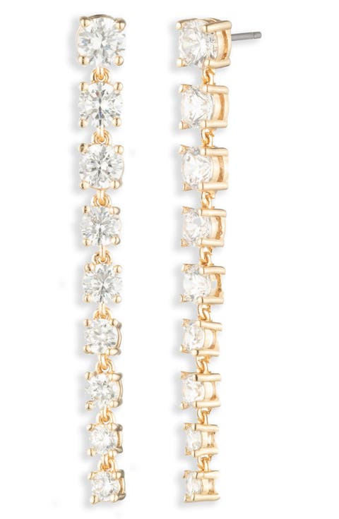 Cubic Zirconia Linear Drop Earrings