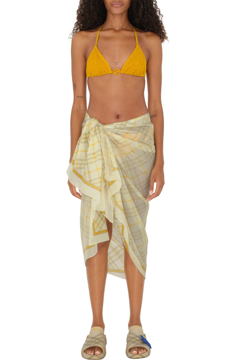 Burberry Check Cotton Scarf, Alternate, color, Wheat