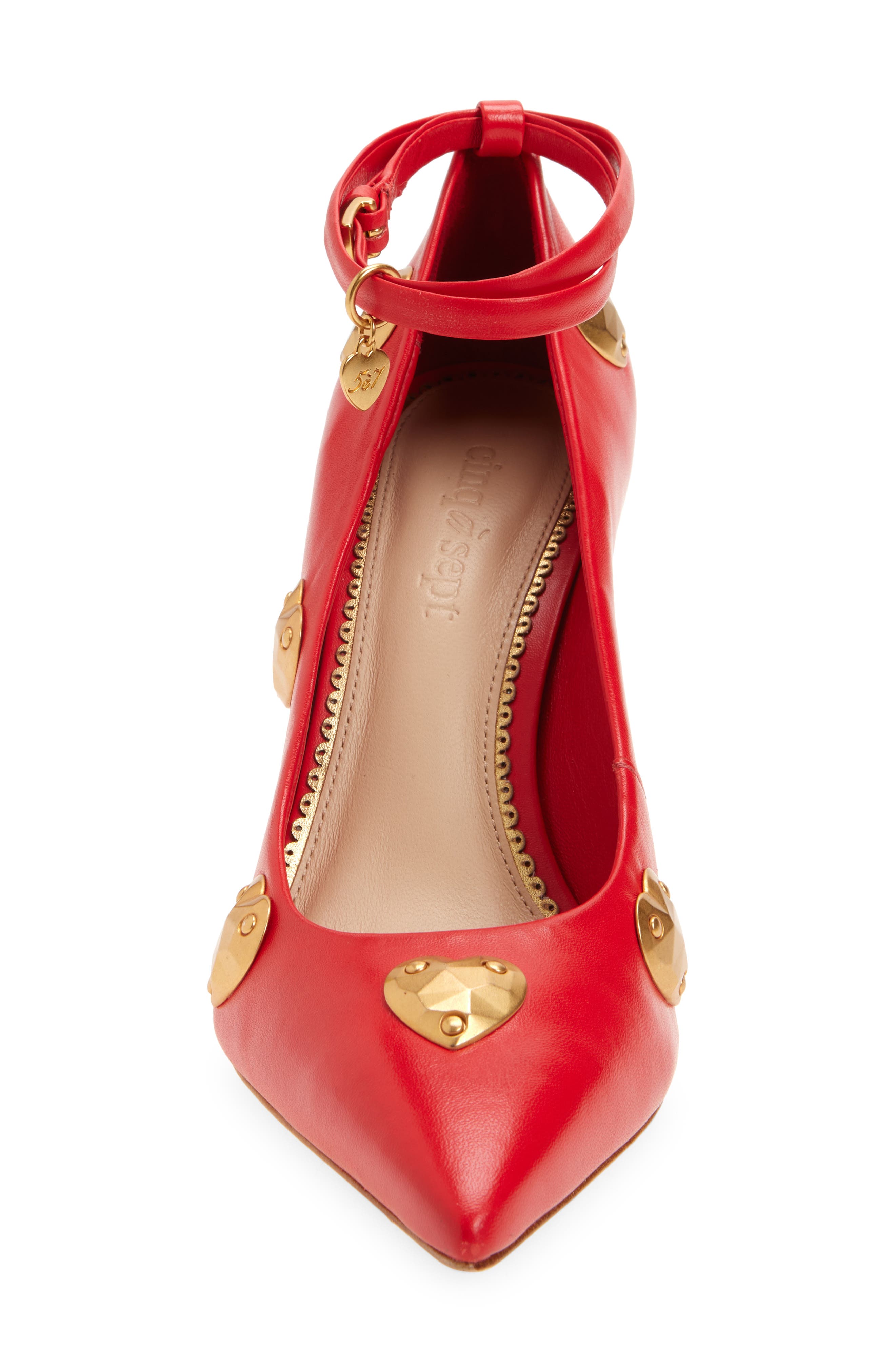 Cinq à Sept Madison Ankle Strap Pump, Alternate, color, Cardinal/ Gold
