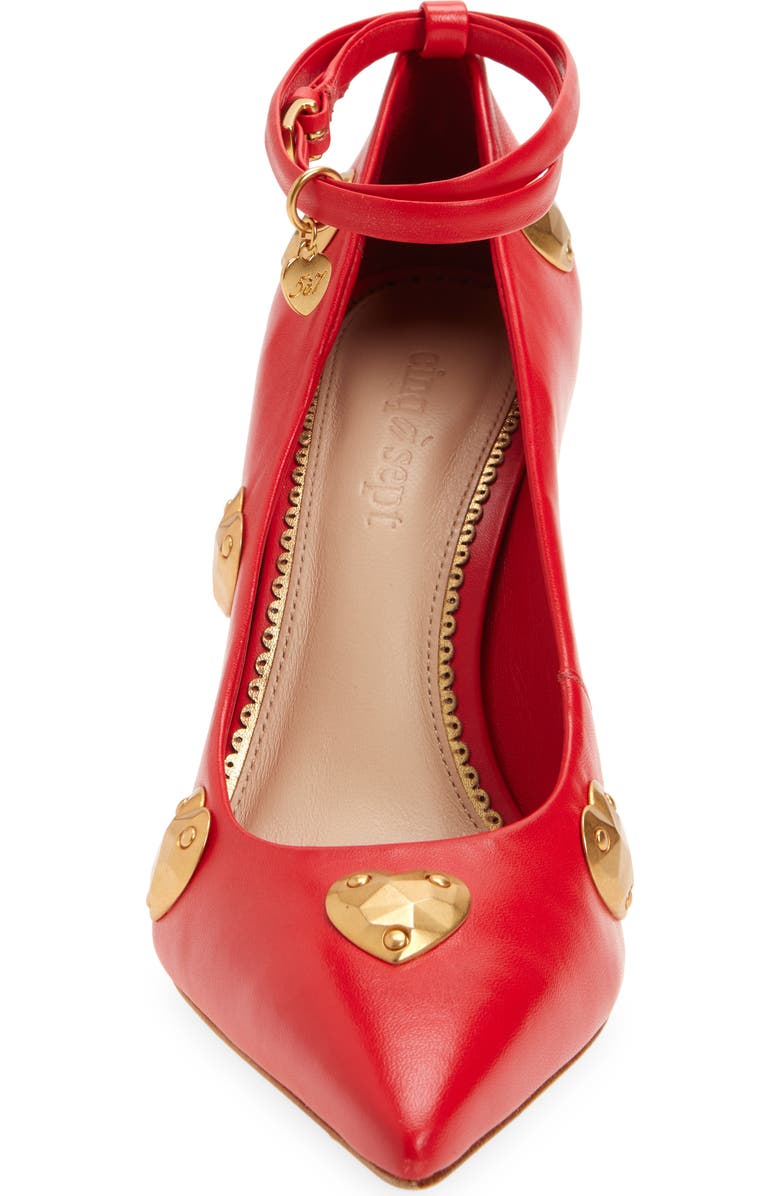 Cinq à Sept Madison Ankle Strap Pump, Alternate, color, Cardinal/ Gold