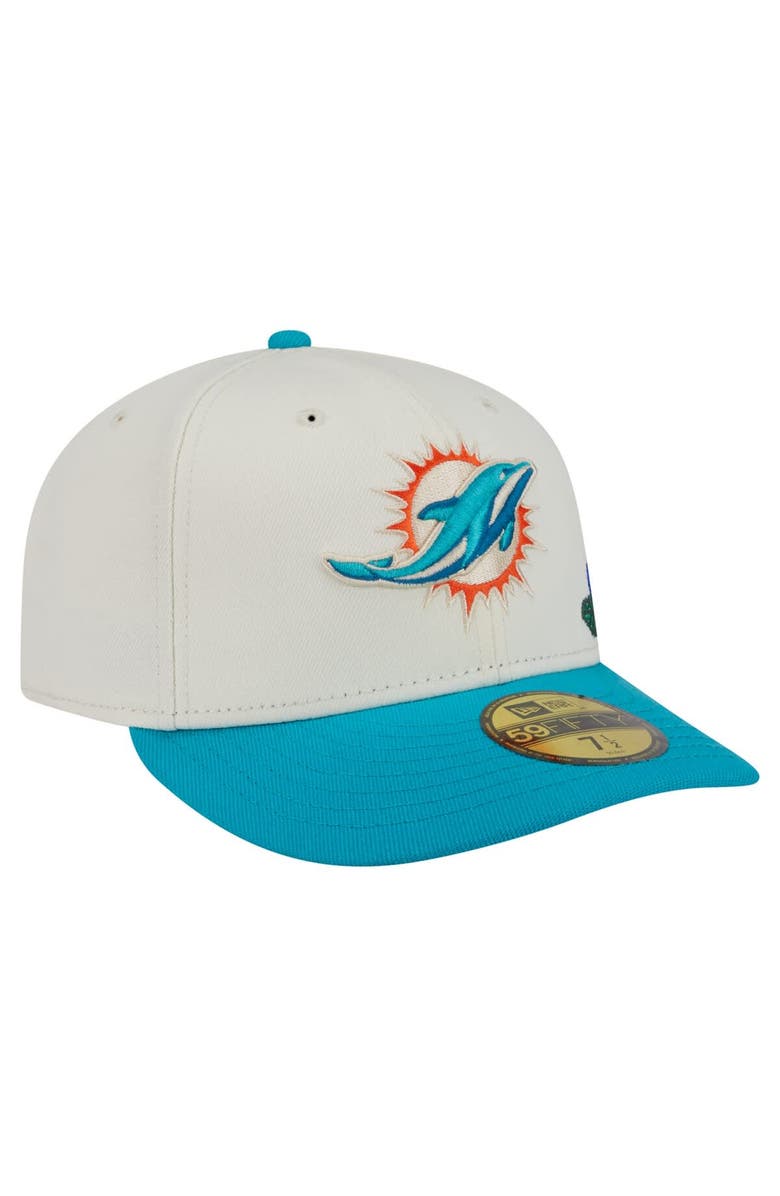 New Era Men's New Era Cream/Aqua Miami Dolphins Tonal Floral 59FIFTY Fitted Hat, Alternate, color, Cream