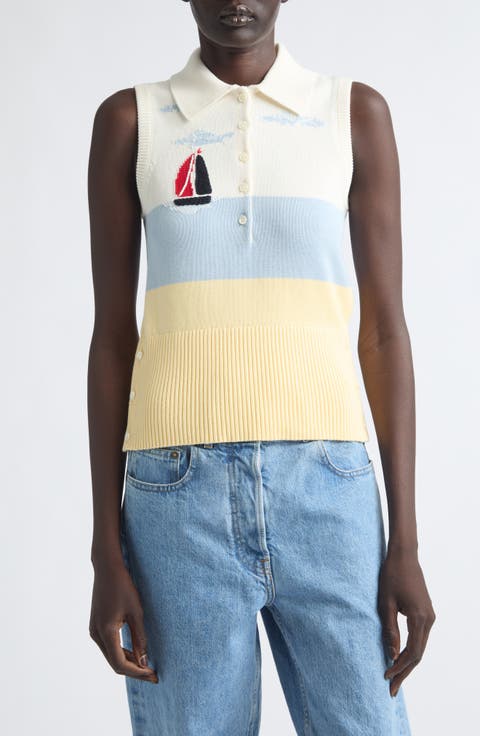 Hand-Embroidered Nantucket Scenic Jersey Tank
