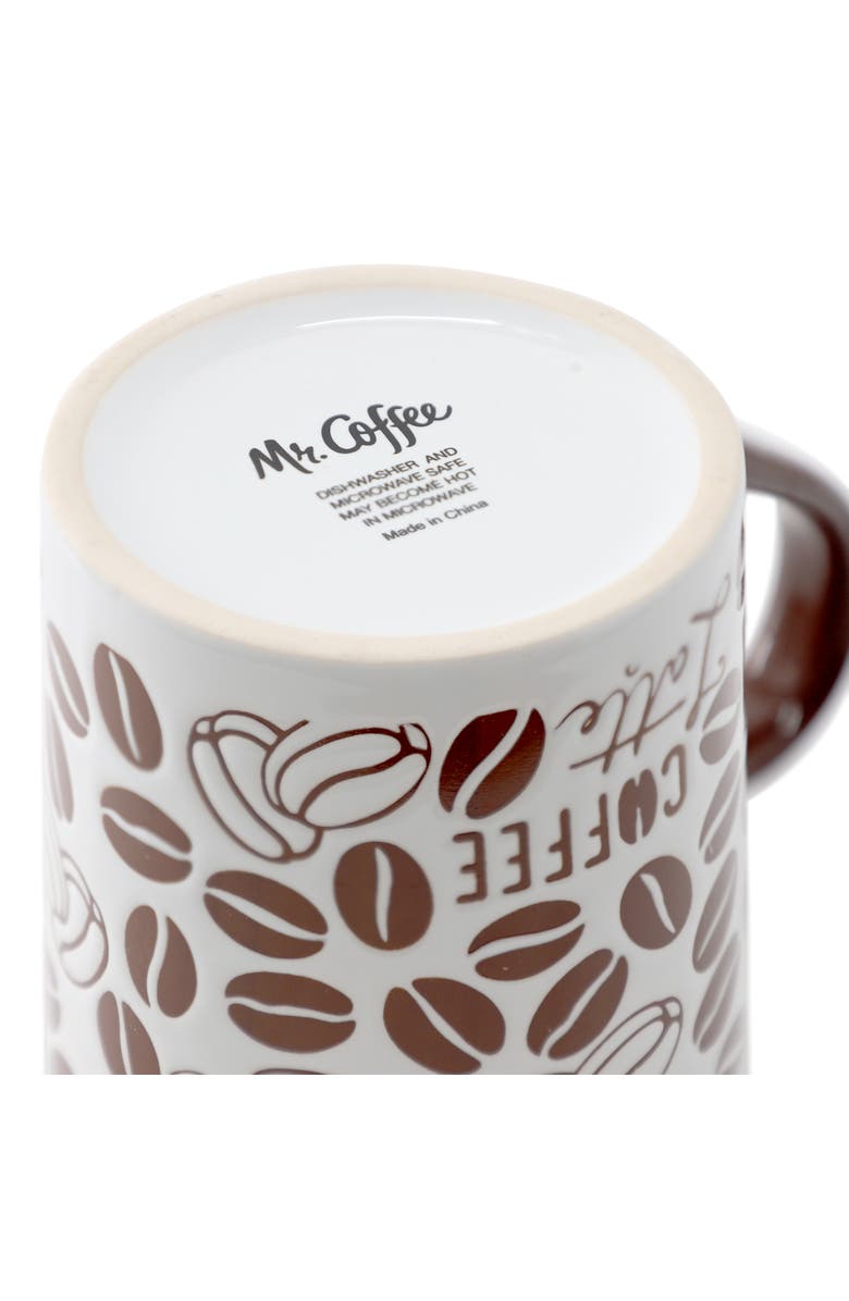 Mr. Coffee Vintage Brew 4 Piece 18 Ounce Coffee Bean Stoneware Mug Set, Alternate, color, Brown