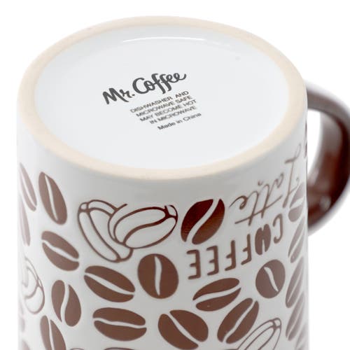 Mr Coffee Mr. Coffee Vintage Brew 4 Piece 18 Ounce Coffee Bean Stoneware Mug Set In Brown