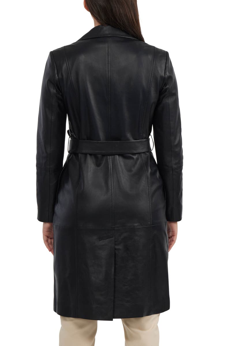 BADGLEY MISCHKA Single Breasted Leather Trench Coat, Alternate, color,