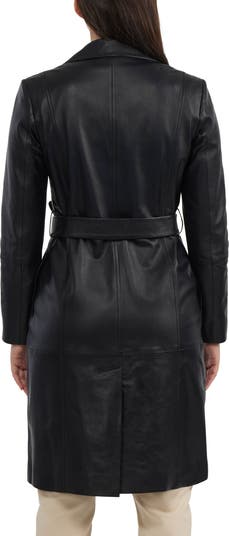 Single Breasted Leather Trench Coat