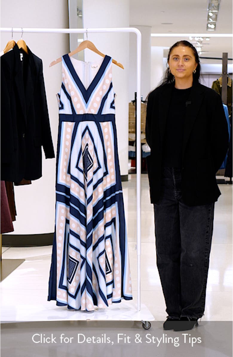 Scarf Print Crêpe de Chine Maxi Dress, sales video thumbnail