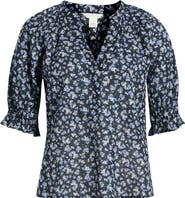 Caslon® Pintucked Short Sleeve Popover Top
