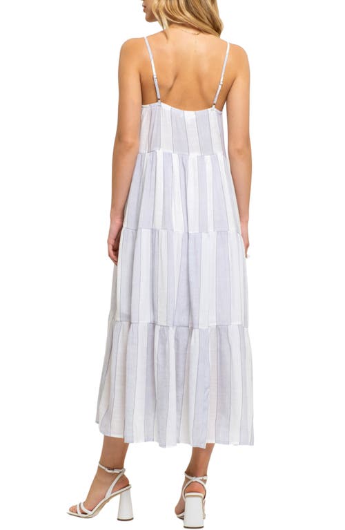 August Sky Stripe Tiered Midi Dress In Navy Multi