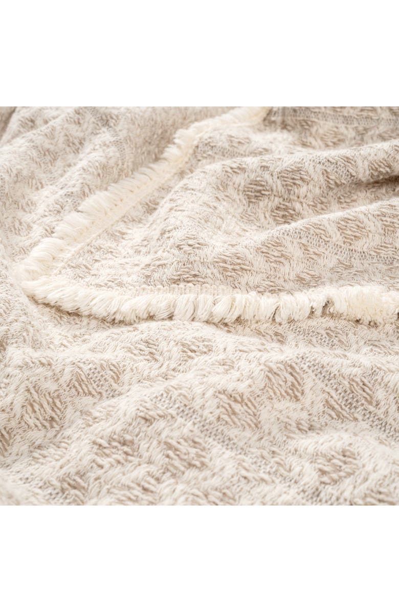 Zsa Zsa Zsu Costa Fringed Yarn-Dyed King Size 100% Cotton Pique 94X87 In, Alternate, color, Beige