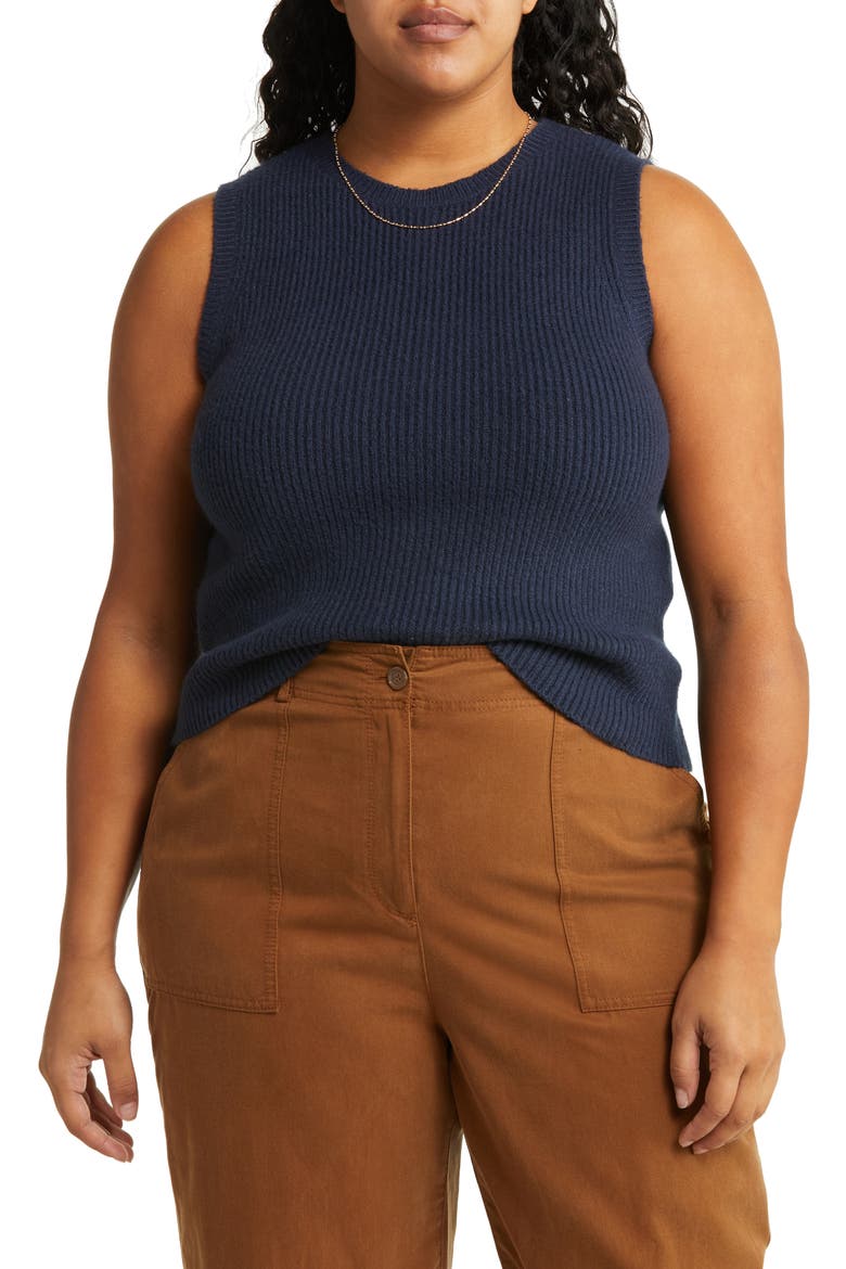 Shrunken Sweater Vest, Main, color, NAVY BLAZER